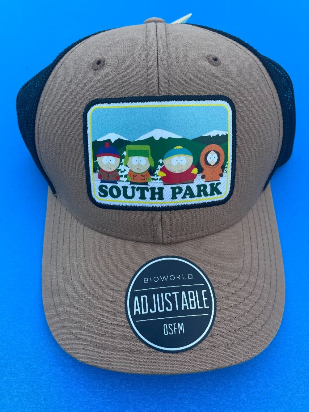 NWT Bioworld South Park Snapback Hat Cap Tan/Black Adjustable Trucker Hat